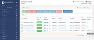Abbildung 4: Die Container-Übersichtsseite. Das letzte Icon der »Quick Actions« öffnet übrigens die Shell auf dem Container.