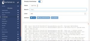 Abbildung 5: Blick ins Log eines Cassandra-Containers aus dem Web-GUI Portainer heraus.