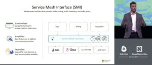 Abbildung 1: Microsofts Gabe Monroy kündigte auf der Kubecon eine einheitliche Schnittstelle für Service Meshes an.