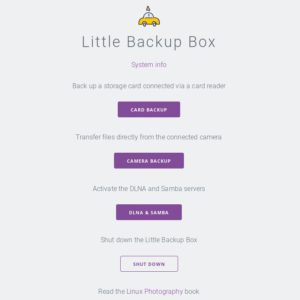 Abbildung 2: Die Weboberfläche für Little Backup Box im Einsatz.