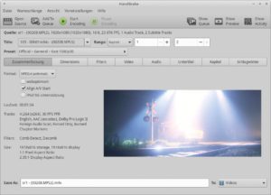 Abbildung 2: Das Programmfenster von Handbrake bietet zahlreiche Optionen.