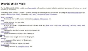 Abbildung 1: Die erste Webseite, die Berners-Lee für das CERN schuf.
