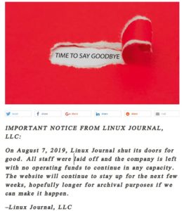 Abbildung 2: Nach langen Jahren sagt das Linux Journal Tschüss.