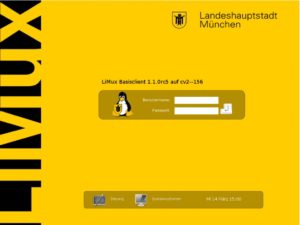Abbildung 2: Die Anmeldermaske des München-weit eingesetzten Limux-Clients.