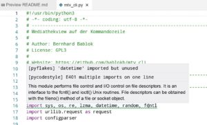 Abbildung 4: Der Editor mit einer kontextsensitiven Hilfe.