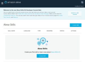Abbildung 4: Die (noch leere) Liste der Alexa-Skills auf einem Amazon-Web-Services-Konto.