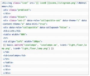 Abbildung 5: Dieser Code visualisiert einen Schalter in SmartVISU.