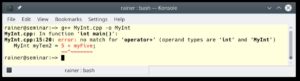 Abbildung 2: Die fehlende &Uuml;berladung von &raquo;+&laquo; durch &raquo;int&laquo; erzeugt einen Compiler-Fehler.