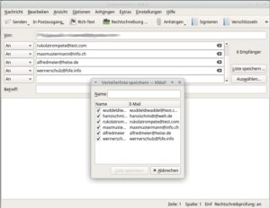 Abbildung 8: Verteilerlisten erleichtern in Kmail den Massenversand von E-Mails.