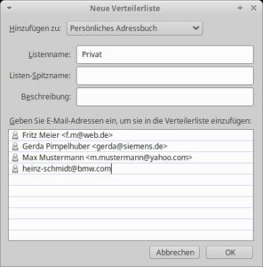 Abbildung 14: Adresslisten vereinfachen das Verwalten von E-Mails.