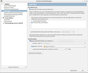 <a href="#artRef-f6">Abbildung 6</a>: Die Einstellungen für den Junk-Filter von Thunderbird fallen etwas unübersichtlich aus.