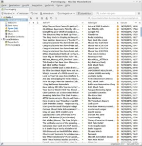 <a href="#artRef-f7">Abbildung 7</a>: Erkannte Spam-Mails markiert Thunderbird in seiner Oberfläche mit einer stilisierten Flamme.