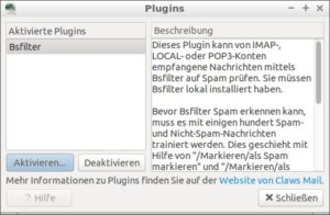 <a href="#artRef-f8">Abbildung 8</a>: Claws Mail integriert den Bsfilter über einen Plugin-Dialog.