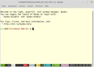 <a href="#artRef-f2">Abbildung 2</a>: Byobu kommt mit einem farbenfroh gestalteten Fenster daher, das auch Informationen zur Hardware liefert.