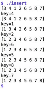 <a href="#artRef-f5">Abbildung 5</a>: Der Insertionsort aus <a href="#artRef-l4">Listing 4</a> sortiert das Feld, indem es aus der Reihe fallende Werte von links nach rechts Stück für Stück an der richtigen Stelle einschiebt.