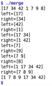 <a href="#artRef-f7">Abbildung 7</a>: Mergesort bringt ein Feld mit sieben Ganzzahlen in die korrekte Reihenfolge.