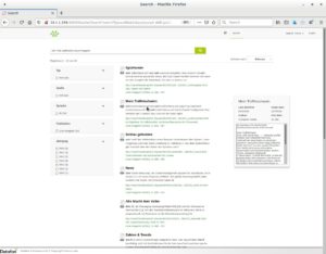 <a href="#artRef-f3">Abbildung 3</a>: Datafari garniert die Suchergebnisse mit Metadaten und einer Textvorschau.
