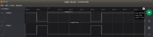 <a href="#artRef-f4">Abbildung 4</a>: Ein normales und ein invertiertes PWM-Signal auf dem Logic-Analyzer.