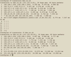 <a href="#artRef-f1">Abbildung 1</a>: Wo der klassische Traceroute-Aufruf scheitert, f&uuml;hrt oft ein schlichtes &raquo;-T&laquo; (f&uuml;r TCP-SYN) zum Ziel.