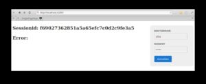 <a href="#artRef-f1">Abbildung 1</a>: Die Beispielanwendung zeigt links die Session-ID an, welche die Login-Komponente rechts im Bild zuvor aus dem Login-Service ausgelesen hat.