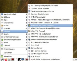 <a href="#artRef-f5">Abbildung 5</a>: Virtualisierung und Container-Funktionen zum Experimentieren im Men&uuml; <span class="ui-element">Knoppix</span>.