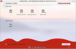 <a href="#artRef-f5">Abbildung 5</a>: NoMachine zeigt Ger&auml;te auf beiden Computern an, dem steuernden und dem gesteuerten.