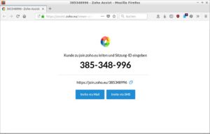 <a href="#artRef-f12">Abbildung 12</a>: Zoho Assist generiert eine URL, die der Nutzer des zu administrierenden Rechners in die URL-Leiste eingibt.
