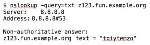 <a href="#artRef-f2">Abbildung 2</a>: Ein schneller Test zeigt: Der Iodine-Daemon l&auml;uft und ist per DNS zu erreichen.