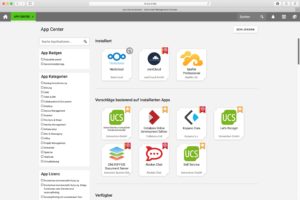 <a href="#artRef-f5">Abbildung 5</a>: Per <span class="ui-element">App Center</span> lassen sich diverse Zusatzpakete in UCS laden, die nützliche Features wie Chat- oder Office-Funktionen bieten.