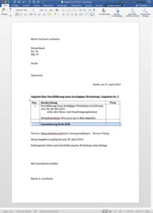 <a href="#artRef-f3">Abbildung 3</a>: Viele Unternehmen bestehen auf der Abgabe eines schriftlichen Angebots f&uuml;r eine zu erbringende Dienstleistung, wie hier einer Schulung.