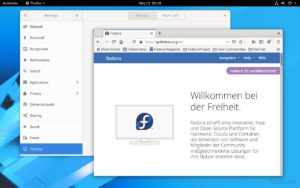 Abbildung 1: Fedora&nbsp;32 Workstation nutzt die Desktop-Umgebung Gnome&nbsp;3.36, die unter anderem einen &uuml;berarbeiteten Sperrbildschirm im Gep&auml;ck hat.