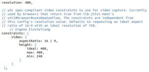 Abbildung 5: Die Video-Aufl&ouml;sung f&uuml;r die Teilnehmer auf einen Wert von 480 zu senken, entlastet den Jitsi-Server.