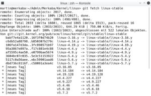 Abbildung 1: So lässt sich das Linux-Stable-Repository in das lokale Git-Repository integrieren.
