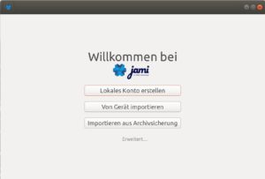 Abbildung 1: Beim ersten Start legt der Nutzer ein neues Jami-Konto, muss sich dabei aber dem Dienst gegen&uuml;ber weder mit einer E-Mail-Adresse noch mit einer Handynummer identifizieren.
