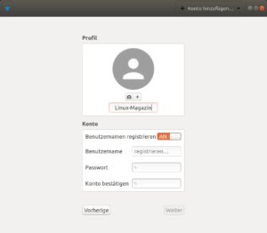 Abbildung 2: Wer m&ouml;chte, bleibt bei Jami komplett anonym. Die Option <span class="ui-element">Benutzernamen registrieren</span> erm&ouml;glicht anderen, den Anwender &uuml;ber die Suche zu finden.
