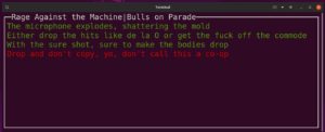 Abbildung 2: Das ebenfalls als Listbox implementierte Widget &raquo;ltext&laquo; gibt schrittweise den Songtext preis.