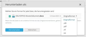 Abbildung 9: Onlyoffice bevorzugt OOXML, versteht sich aber auch mit zahlreichen Fremdformaten.