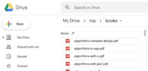 Abbildung 1: Der Browser zeigt eingescannte Programmierb&uuml;cher als PDF-Dateien in Google Drive an.