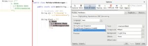 Abbildung 1: Textblöcke nehmen mehrzeiligen Text auf. IntelliJ (links der roten Linie) und Netbeans zeigen den Block schon beim Editieren an.