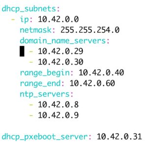 Abbildung 2: Damit die DHCP-Rolle von Bert van Vreckem wei&szlig;, wie sie den Dhcpd aufsetzen soll, definiert der Admin die Konfiguration in den Host-Variablen des Servers mit den Infrastrukturdiensten.