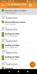 Abbildung 5: &hellip; woraufhin sie der Open-Source-Kalender Etar ohne weitere Umwege anzeigt. Im Bild ist die Termin&uuml;bersicht zu sehen.