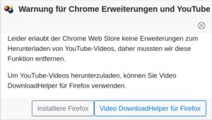 Abbildung 5: Google schr&auml;nkt f&uuml;r den hauseigenen Browser die Download-M&ouml;glichkeiten f&uuml;r Youtube-Videos massiv ein.
