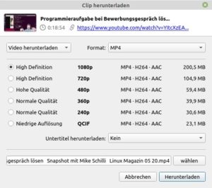 Abbildung 9: Auch der 4k&nbsp;Video Downloader unterst&uuml;tzt zahlreiche Formate und Qualit&auml;ten.