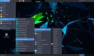 Abbildung 1: Parrot Security nutzt als Desktop-Umgebung Mate, dessen Men&uuml; die mitgelieferten Sicherheitstools nach deren Einsatzgebiet sortiert.