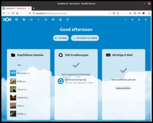 Abbildung 2: In Nextcloud Hub&nbsp;20 erscheint direkt nach der Anmeldung das neue Dashboard. Es pr&auml;sentiert auf einen Blick eingetroffene E-Mails, anstehende Aufgaben und weitere wichtige Informationen.