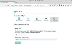 Abbildung 3: Als Datenarchiv dient hier eine lokale Datei. Wer will, kann seinen Datensafe aber auch im WebDAV oder bei Online-Diensten ablegen.
