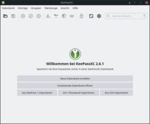 Abbildung 5: KeePassXC punktet nach dem ersten Aufruf mit einer einfach gehaltenen Oberfläche.