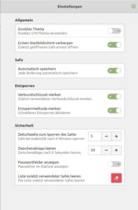 Abbildung 14: PasswordSafe verfügt über einen sehr schlichten Konfigurationsdialog.