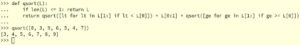 Abbildung 2: Anwendung des Quicksort-Algorithmus in Python.