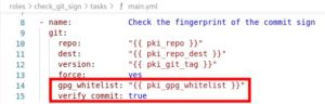 Abbildung 5: Die Prüfung des Fingerprints des Commits im Ansible Playbook.